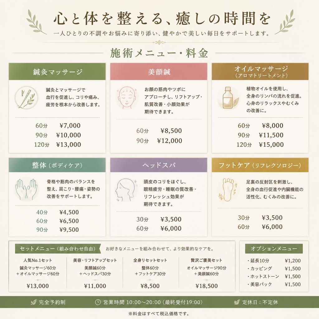 施術メニューのご紹介