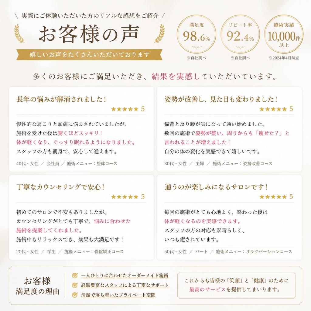 お客様の声 - 実際の体験談