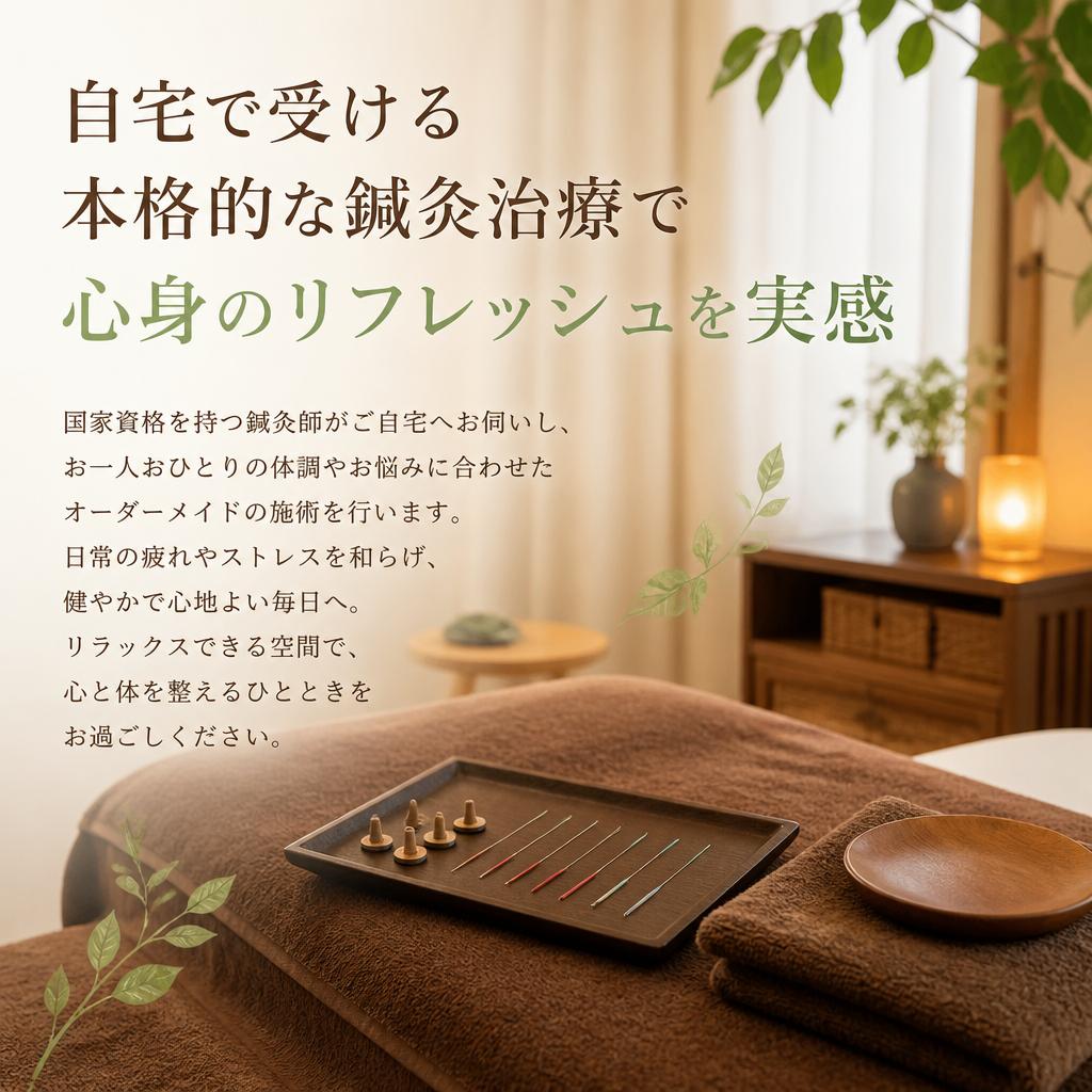 自宅で受ける本格的な鍼灸治療で心身のリフレッシュを実感
